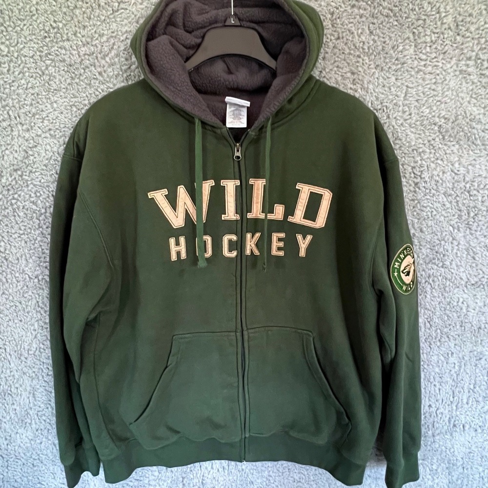 Minnesota Wild Hockey Sherpa Lined Full Zip Hoodie Adult XL Green NHL